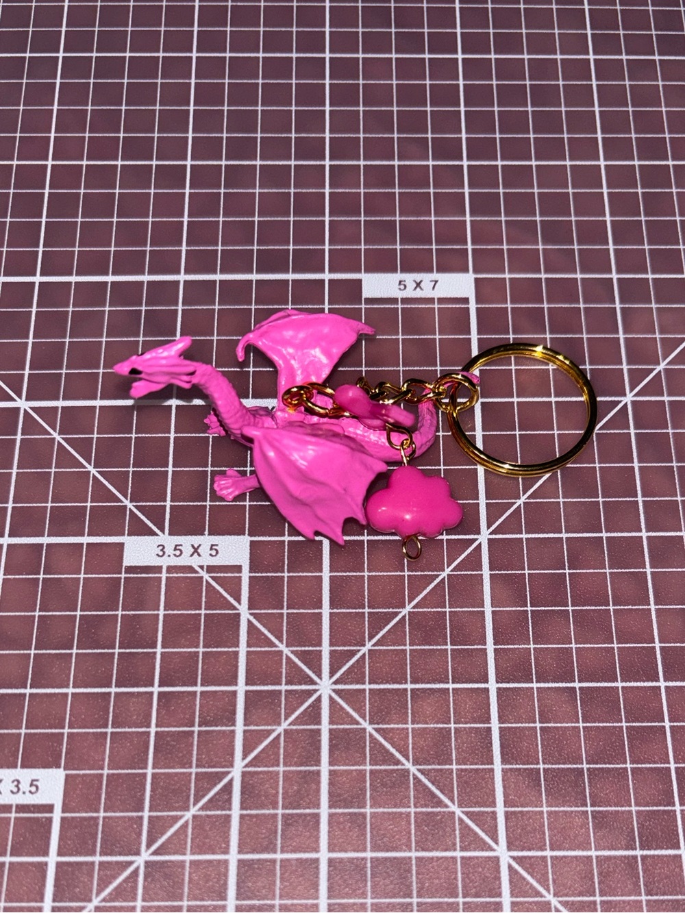 Handmade Pink Dragon Keychain
